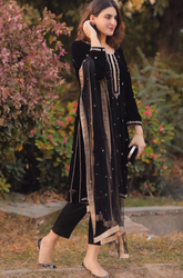 Boraque - Winter 3PC Velvet Embroidered Suit - SS0401